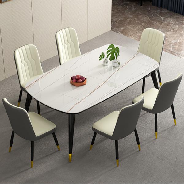 Modern Living Room Furniture Stainless Steel Dinette Set Marble Top Customizable