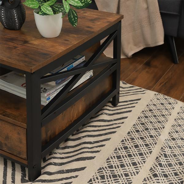 Vintage Industrial Coffee Table Furniture, Coffee Table With Drawer, Particleboard Coffee Table, XLCT21BX