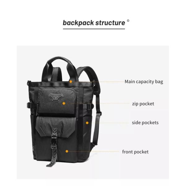ISO9001 Modern Mens Backpack Interior Slot Pocket 16L Travel Hand Bag 1.1kg