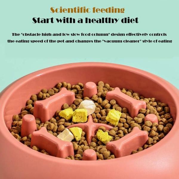 Durable Pet Bowl for Slow Feeding Bloat Stop Bone Type Food Grade Plastic Supplies
