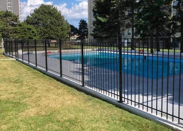Low Maintenance Pool Steel Wrought Iron Fence With Flattened Spear