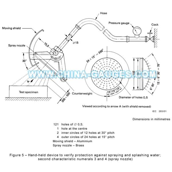 Hand-held Water Spray Nozzle Test Device of IPX3 and IPX4
