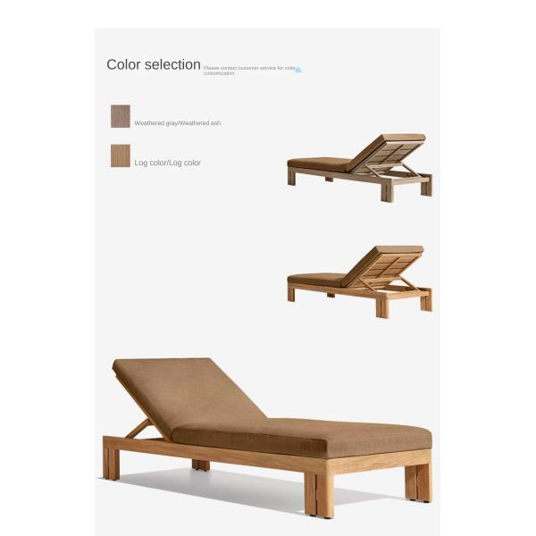 Outdoor Garden Sun Lounger Teak Wood Modern Style Hotel Pool Lounge Chair And Bed