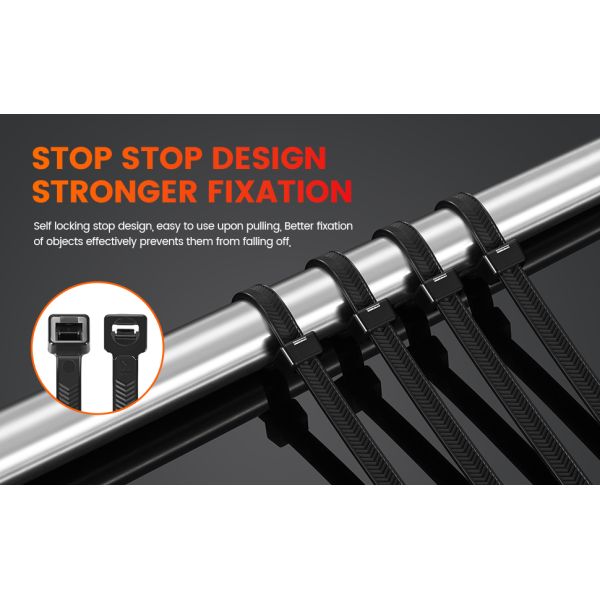Double Sided Nylon Cable Ties Plastic Cable Ties 200 Lbs High Tensile Strength 7.6*300mm