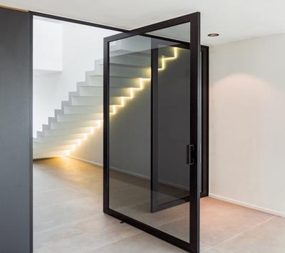 Windproof Aluminium Frame Glass Door Modern Interior Anodized Fluorocarbon Paint