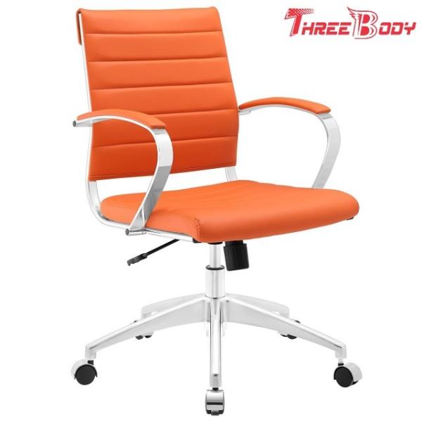 Comfortable Modern Home Furniture Aluminum Frame Orange Mid Back Executive Office Chair