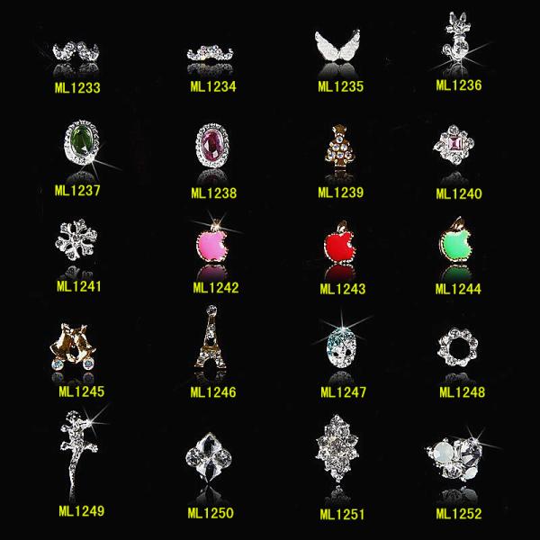 Hot NEW Wholesale Alloy Jewelry 3D Nail Art Jewelry Nail rhinestones Sticker Supplier Number ML1233-1252
