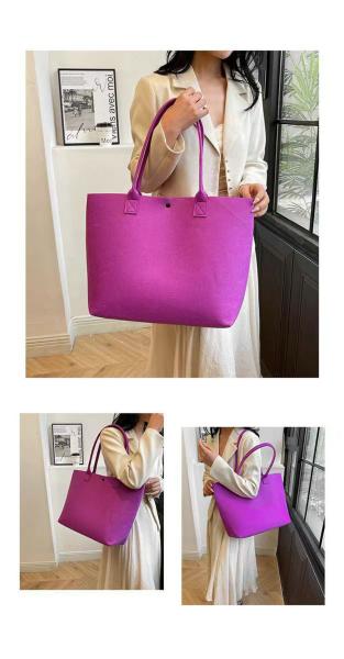 Wholesale Fashion Felt Handbags Custom Logo Colorful Felt Shopping Gift Bag Felt Tote Bag Custom Logo Eco-Friendly Casual Large Capacity Felt Tote Women Felt Bag Handbags Wool Felt Shopping Bag