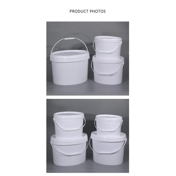 White Oval Paint Bucket With Handle And Lid For Print