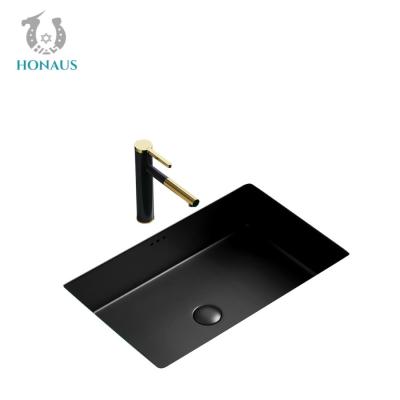 Square Black Matte Sleek Vanity Inset Basin  Large Capacity Nordic Style