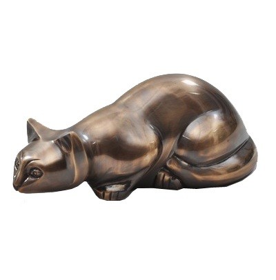 Black Color Cat Shaped Urn , Unique Cat Urns Metal Brass Material American Style