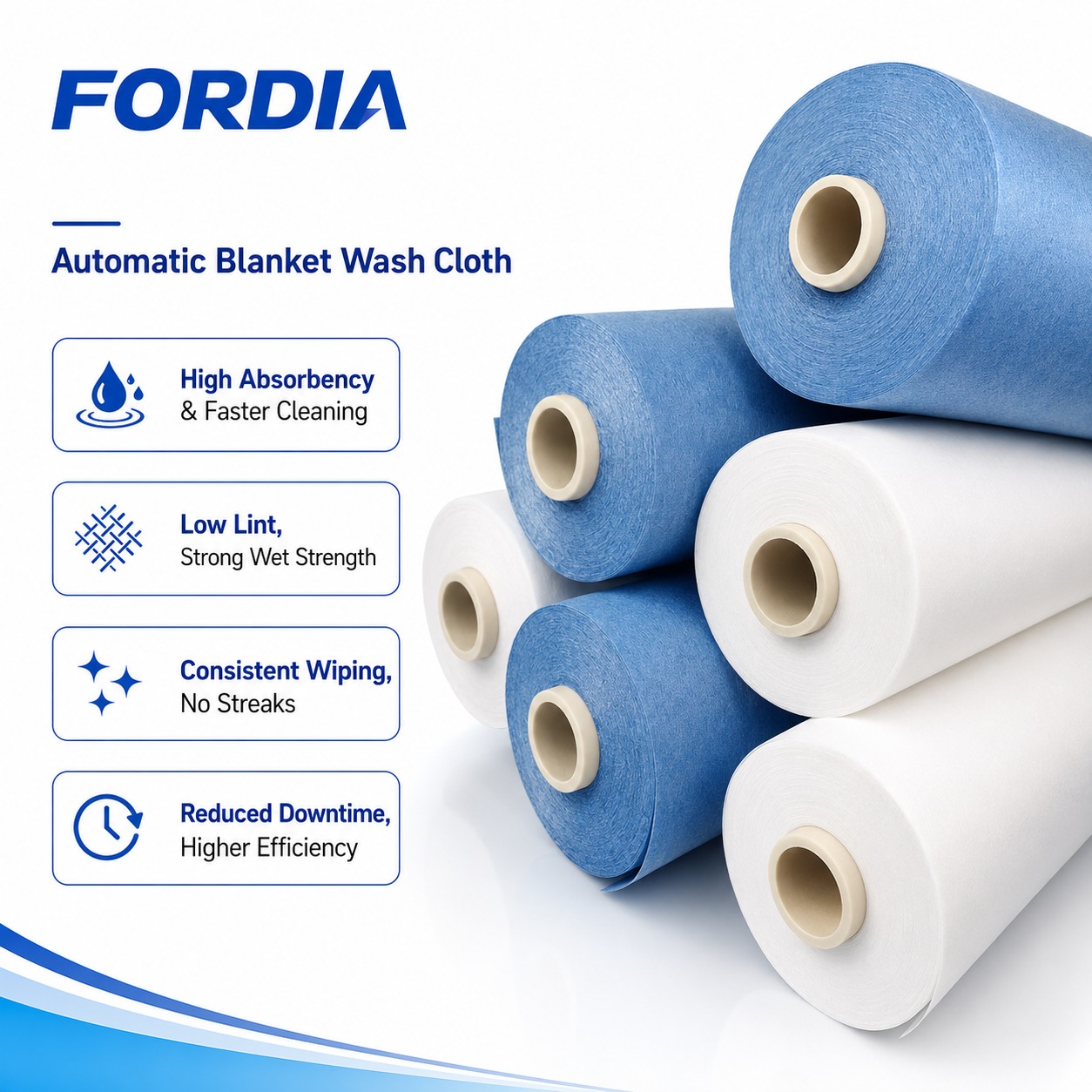 Automatic Rubber Blanket Wash Cloth Roll Non Woven Wash Cleaning Cloth Dry And Wet Type