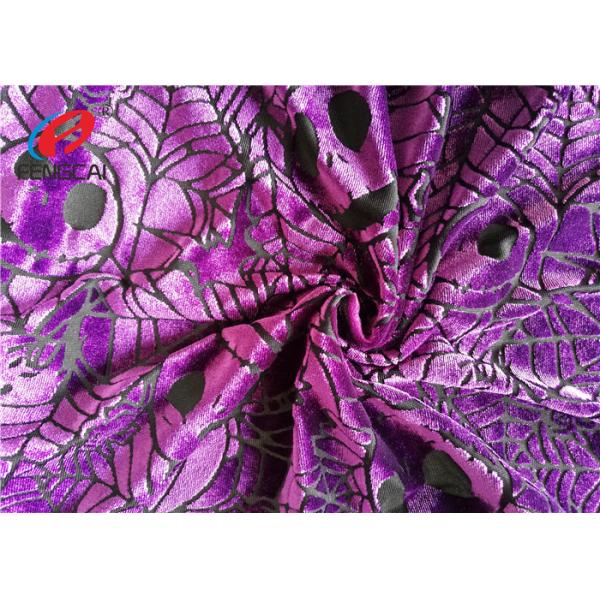 Напечатанная тыквой ткань лайкра полиэстера бархата прогара для платья рождества