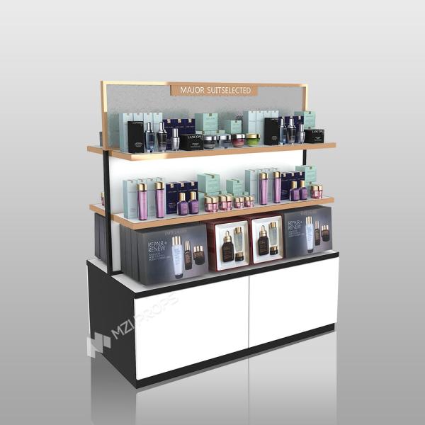 Wooden Skincare Beauty Shop Furniture Showroom Display Racks Counter Island Cabinet