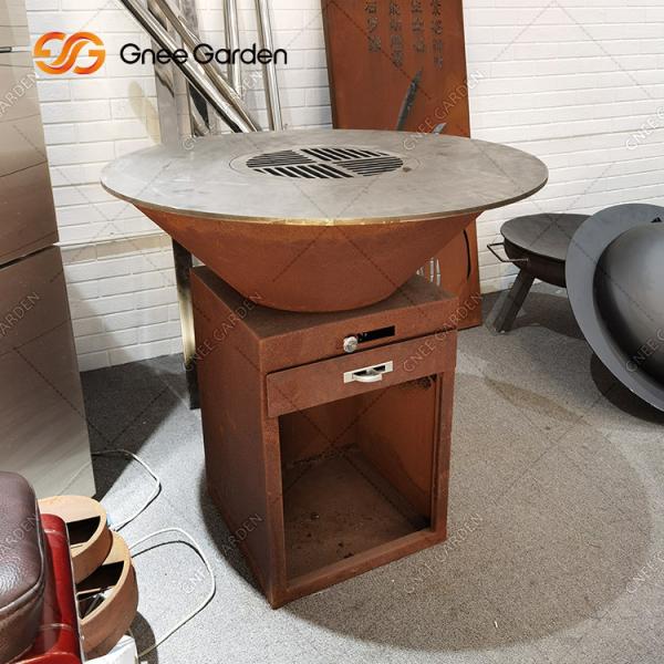 Charcoal Corten Steel Outdoor Cooking Grills Backyard Garden Decorative