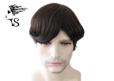 Natural Straight Toupee Hair Replacement System Fine Mono Base Center With Poly Perimeter