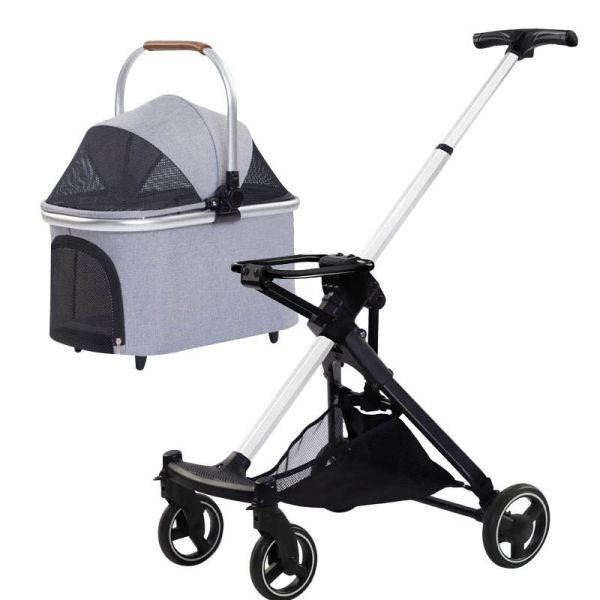 Wholesale  Durable  Pet Stroller Foldable Lightweight 4-Wheel Safe Detachable OEM Dog Cat Travel Stroller