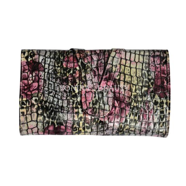 Красочная сподручная текстура крокодила случая держателя ручки сумки чесального валка макияжа портмона муфты