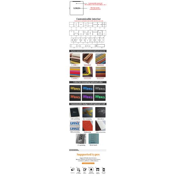 Impression interne accrocheuse de faux cuir de luxe boîte d'emballage de montres pour cadeau