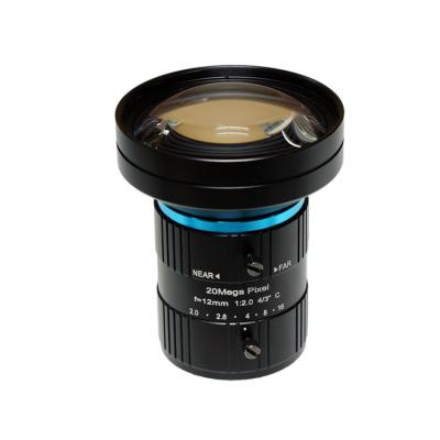 4/3 12mm F2.0 20Megapixel HD Manual IRIS C Mount Industrial FA Lens, 12mm 20MP Industrial Machine Vision Lens