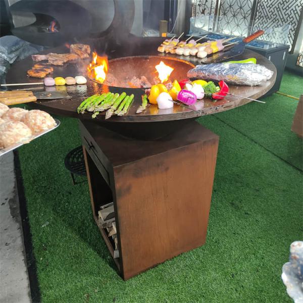 Rusty  Corten Steel Grill 3.4ft Wood Burning Barbecue Pits