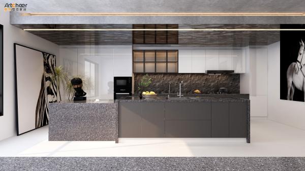 Modular Kitchen Cabinets American Style Custom Design with Solid Wood and Quartz Top