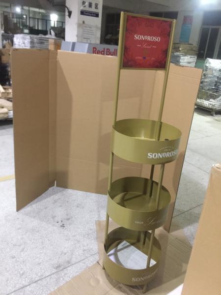 AT-0176 3 Tier Metal Rotating Display Stand With Branding Area Space Saving