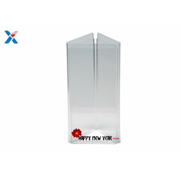 Clear Acrylic Sign Holders / Three Sided Sign Holder For Table Counter