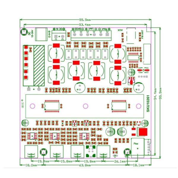 CA-3169B 2.1 Channel Audio Power Amplifier Board with High Fidelity Sound and Compact 100x75x30mm Design