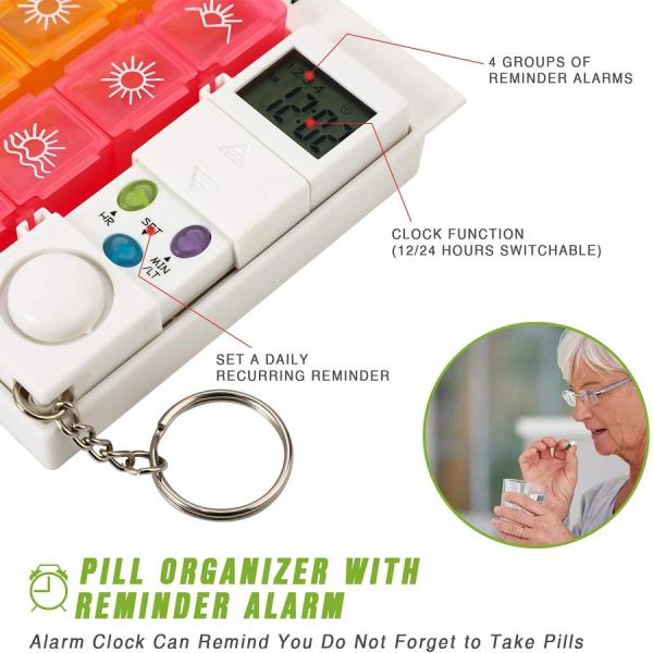 Горячая продажа Электронная умная коробка медицинского дела 7 дней 4 раза в день недельный диспенсер таблеток Четыре группы напоминания сигнализации