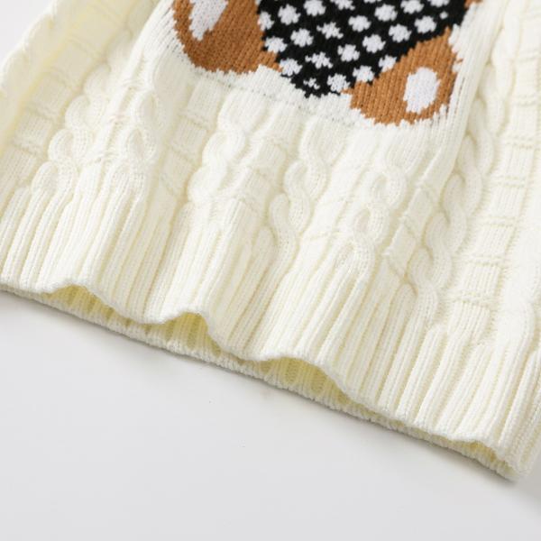 Customized Knitted Jacquard Cable Pattern Children Little Kids Winter Clothing Girls Sweaters