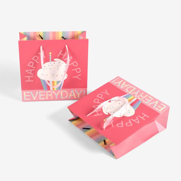 Pink Cute Cartoon Ice Cream English Letters Baking Packaging Bag Paper Hand-Held Packaging Bag