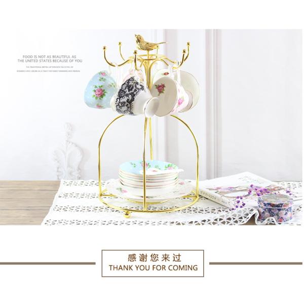 Handmade Iron Six Hooks Coffee Mug Stand Holder