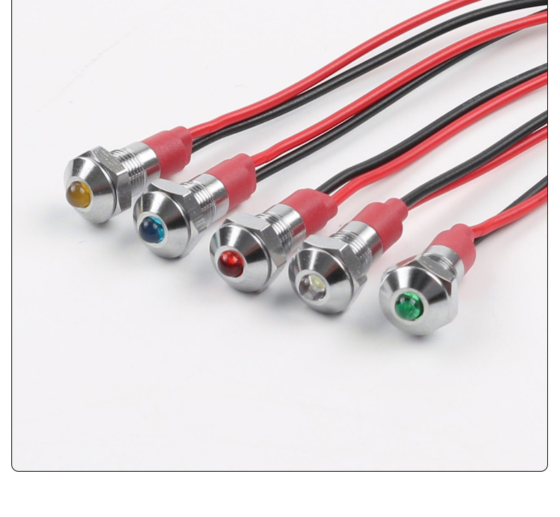 HongYe YZ-6MM-DDZ Waterproof IP65 Metal LED Indicator Light Multi-color 50,000 Hours Lifespan 6V-24V-220V for Industrial