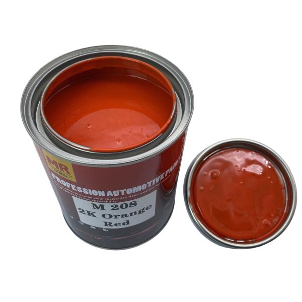 M208 Peinture de voiture rouge orange 2K Peinture automatique pour métal Résistance aux intempéries