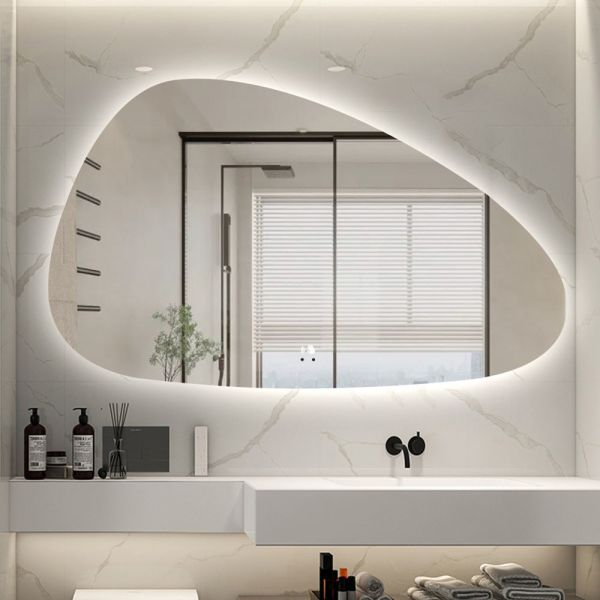 Silver Waterproof Bathroom Mirror Wall Mounted 5mm Frosted Edge Bathroom Mirror