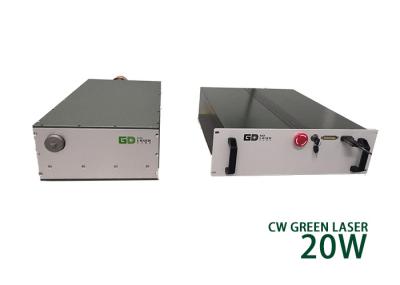 Laser de fibra verde CW 20 W modo único Nanossegundo
