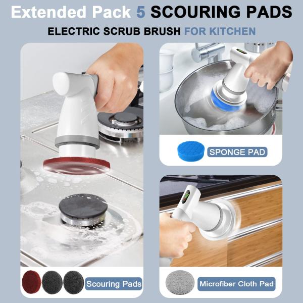 Multifunctional Hand Free 9 In 1 Electric Washing Cleaning Brush With USB Charging