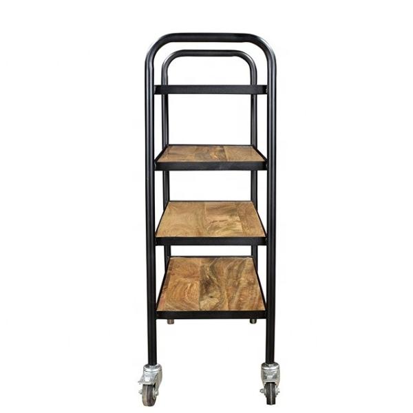 4 Tier Catering Rolling Coffee Cart Wooden Kitchen Trolley
