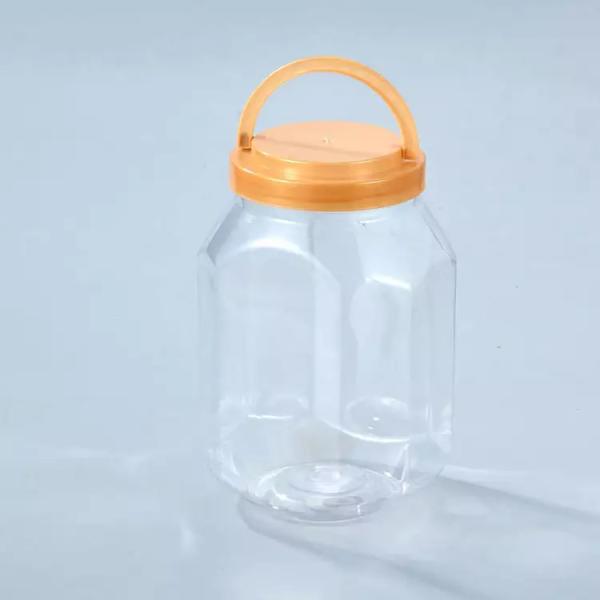 1000ml 2000ml Food Plastic Bottle Containers Packaging 2kgs PET Wide Mouth Jar With Lid