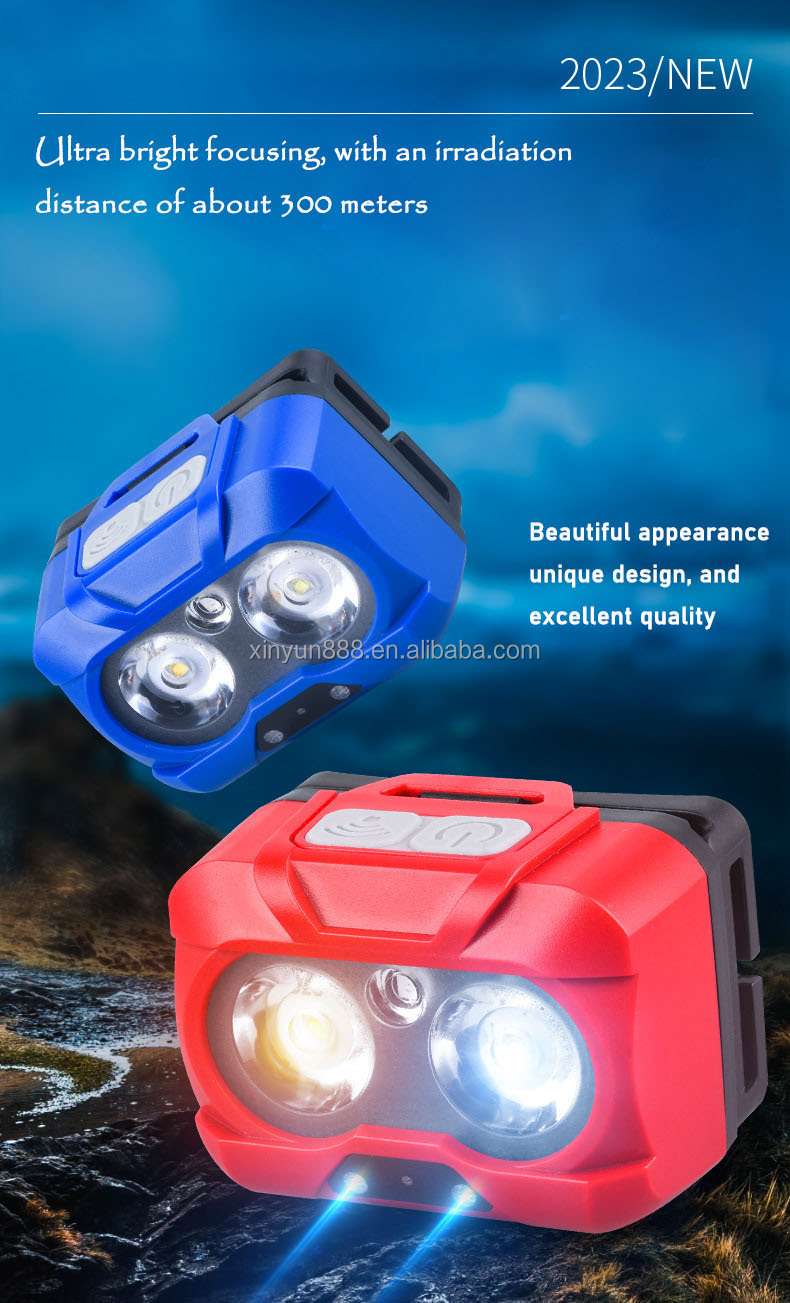 Outdoor Portable Mini ultra Bright Sensor Head Mounted Spotlight Multi Light Source Lighting Camping Light
