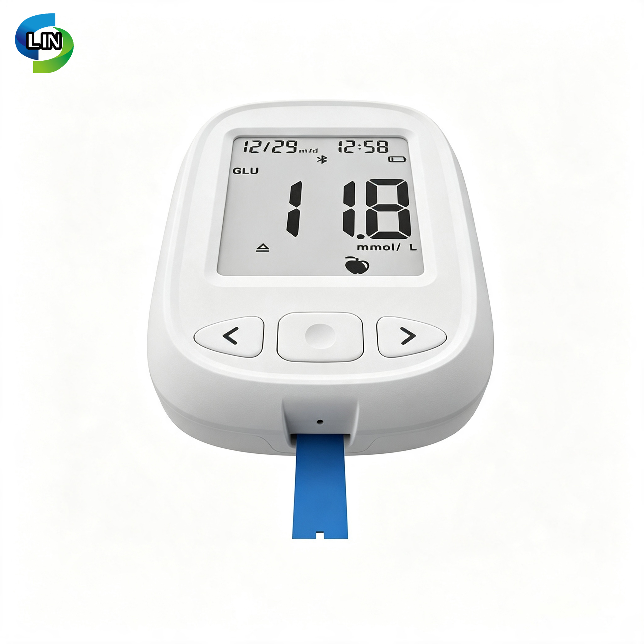 CE Certified Finger Blood Glucose Meter with Plasma Equivalent Calibration and Built-in Battery