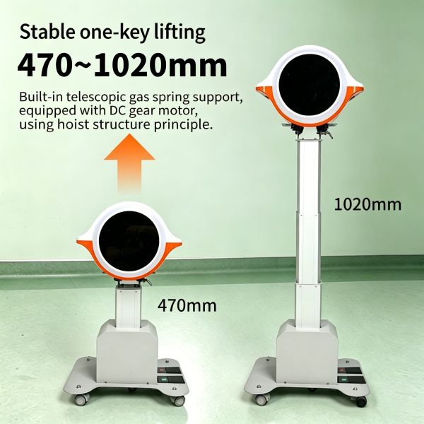 Height Adjustable Electric Stand – One-Touch Silent Lifting Mobile Support Cart with Angle Adjustable Top Plate