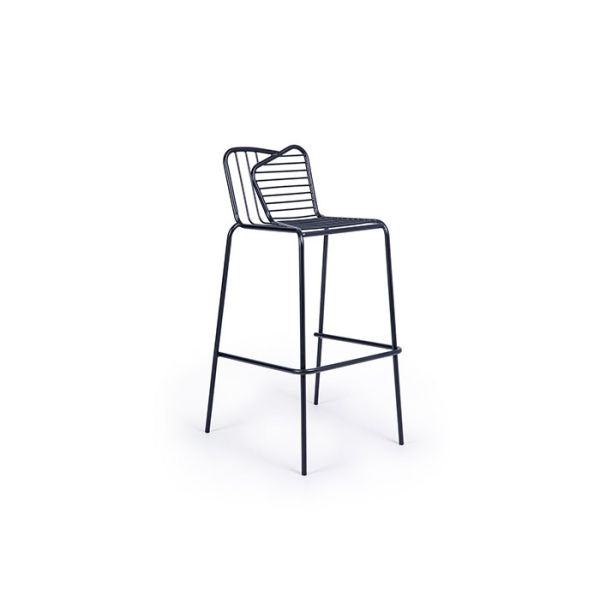 Contemporary Black Wire Counter Stool Space Saving DuPont Galvanized Powder Coating