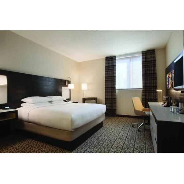 Hotel Executive Suite Bedroom Furniture Double Bed with TV storage Cabinets by Dark oak wood and Reception Living Sofa