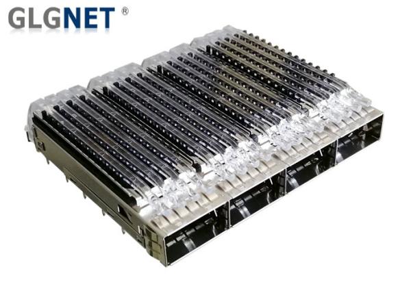 Aluminum Heat Sink QSFP28 SFPCage Assembly 1x4 Ganged Press Fit Mount Type