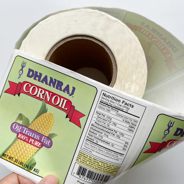 CMYK Printing Vinyl Stickers Food Bottle Packaging Roll Adhesive Customized Printer Label