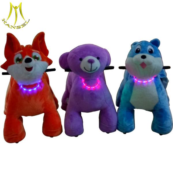 Hansel  walking animals on wheels and kiddie electric rides on animals with plush animals on wheels
