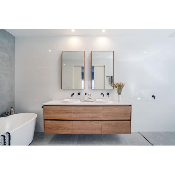Metal Frame Wall Mounted Bathroom Cabinet Vanity Set with Double Sink and Silver Mirror