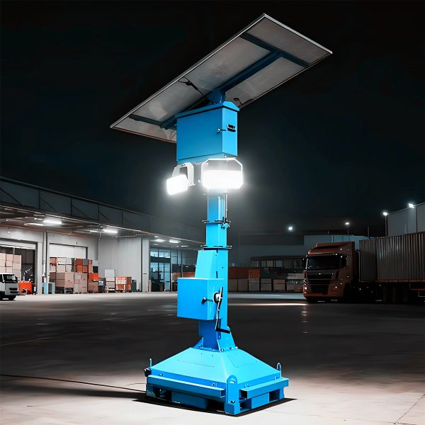 Mobile Solar Light Tower Zero Emissions High Lumen Lighting Tower Weatherproof Enclosure Solar Powered Light Tower